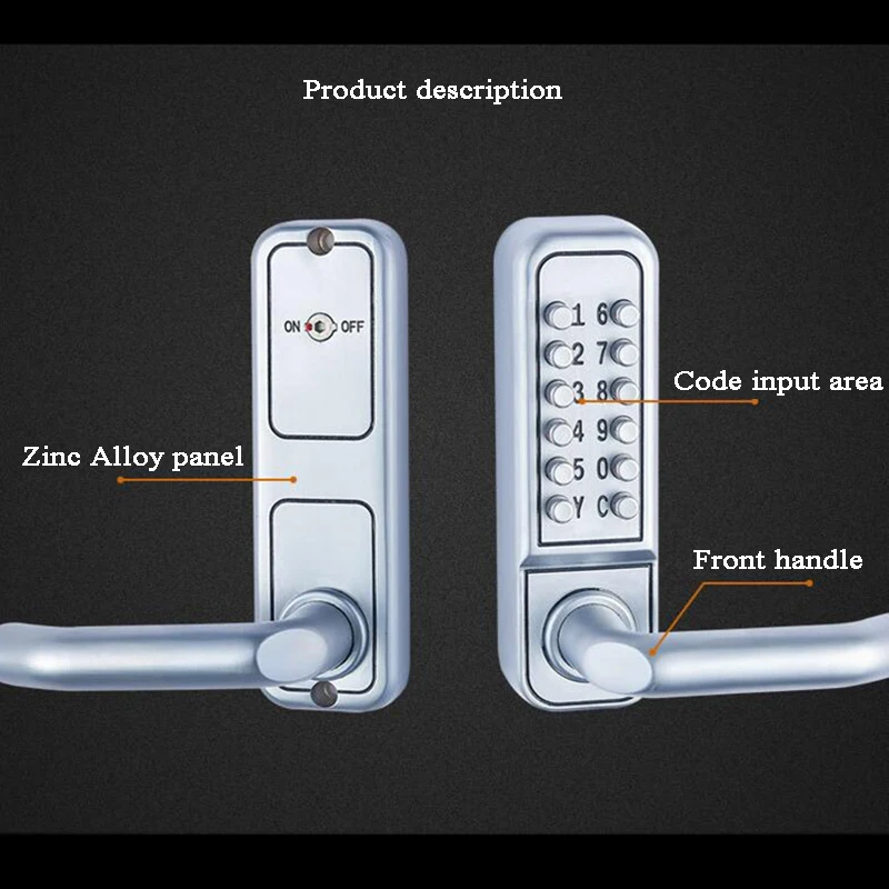 3rd Easy to Set Password Lock Zinc Alloy Keyless Entrry Door Lock Mechanical Lever Handle L ock For Exterior Gate