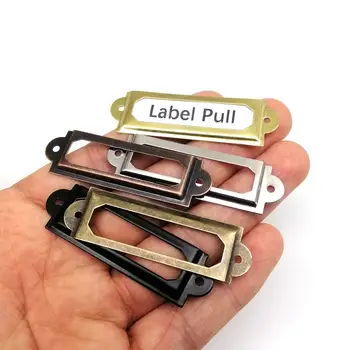 12個裝 17x60mm 金屬鐵質標籤拉框把手 文件名片夾 適用於珠寶櫃 家具櫃 抽屜 木盒 10 最佳銷售 金屬把手 - №3