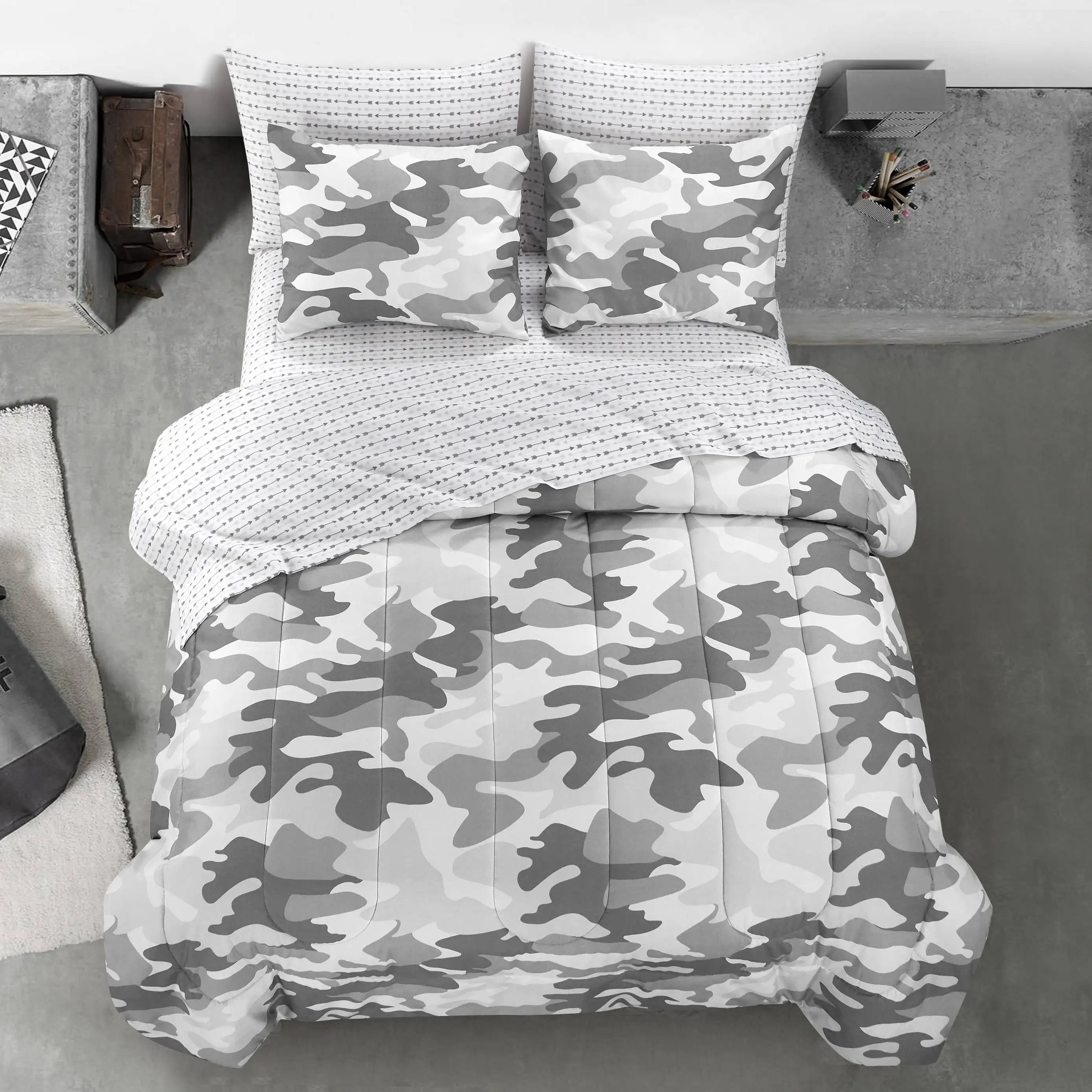 

Gray Camouflage Bed in a Bag Set, Twin XL