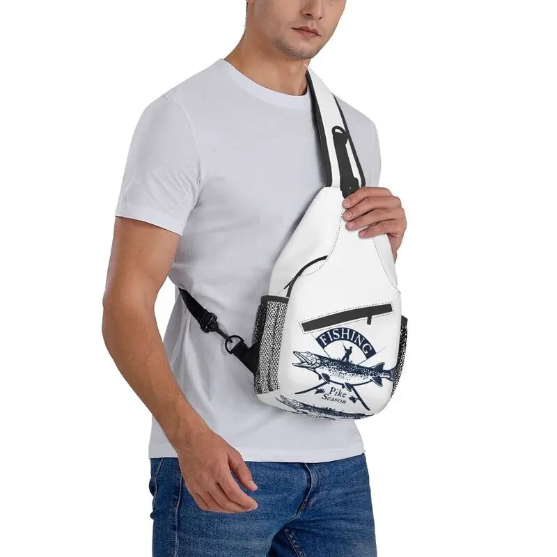 Cool Pike Fishing Crossbody Sling mochila para hombres, Fisherman Fish, bolso de pecho de hombro para viajar