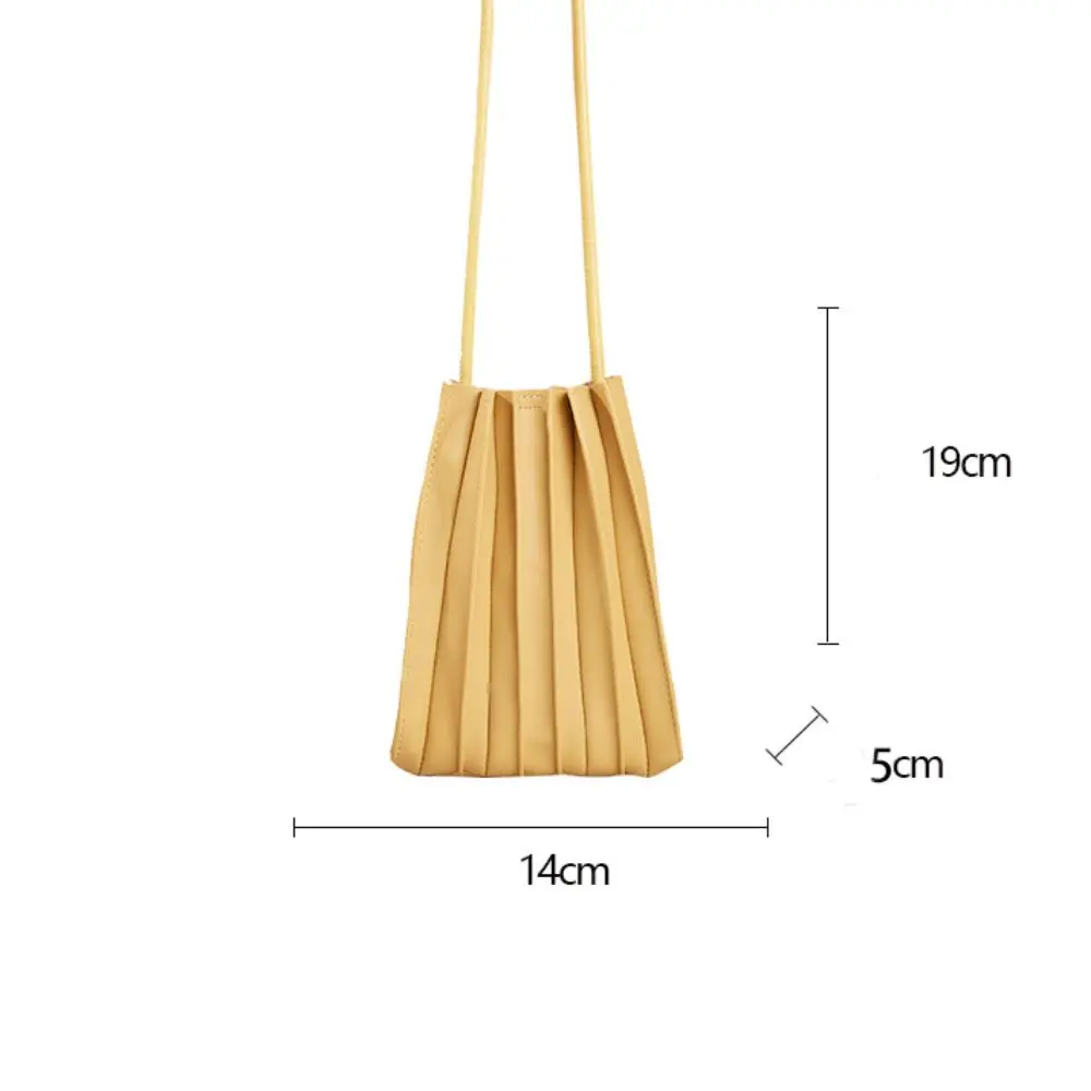 2024 New Fashion PU Mobile Phone Bag Mini Pleated Single Shoulder Bag Soft Durable Crossbody Bag