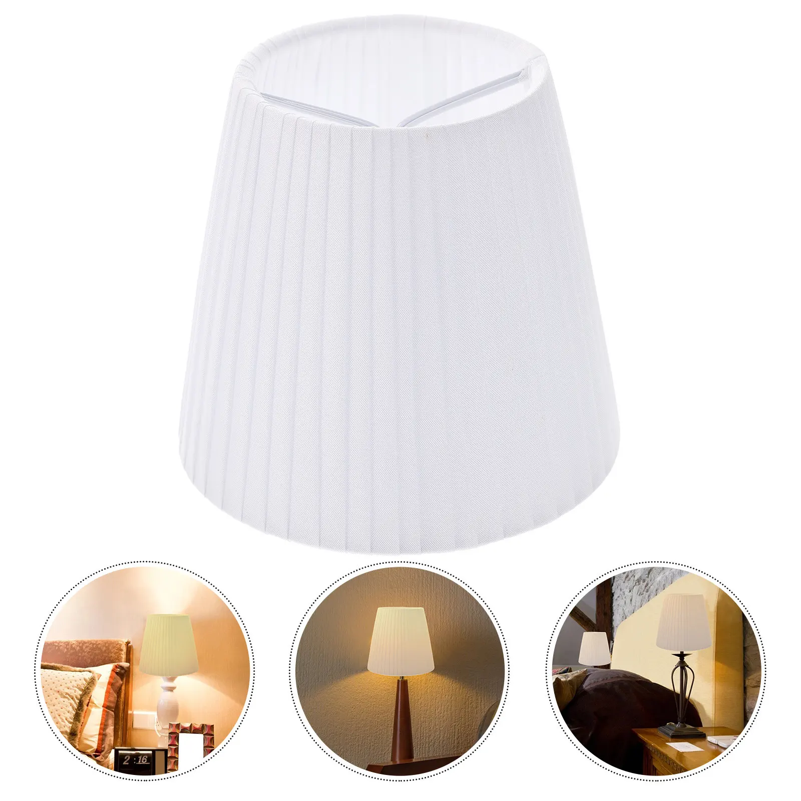 Pleated Lamp Shade Made of Safe Fabric Gentle Touch Sturdy Structure Eye Protection Light Softening for Bedroom Living Room