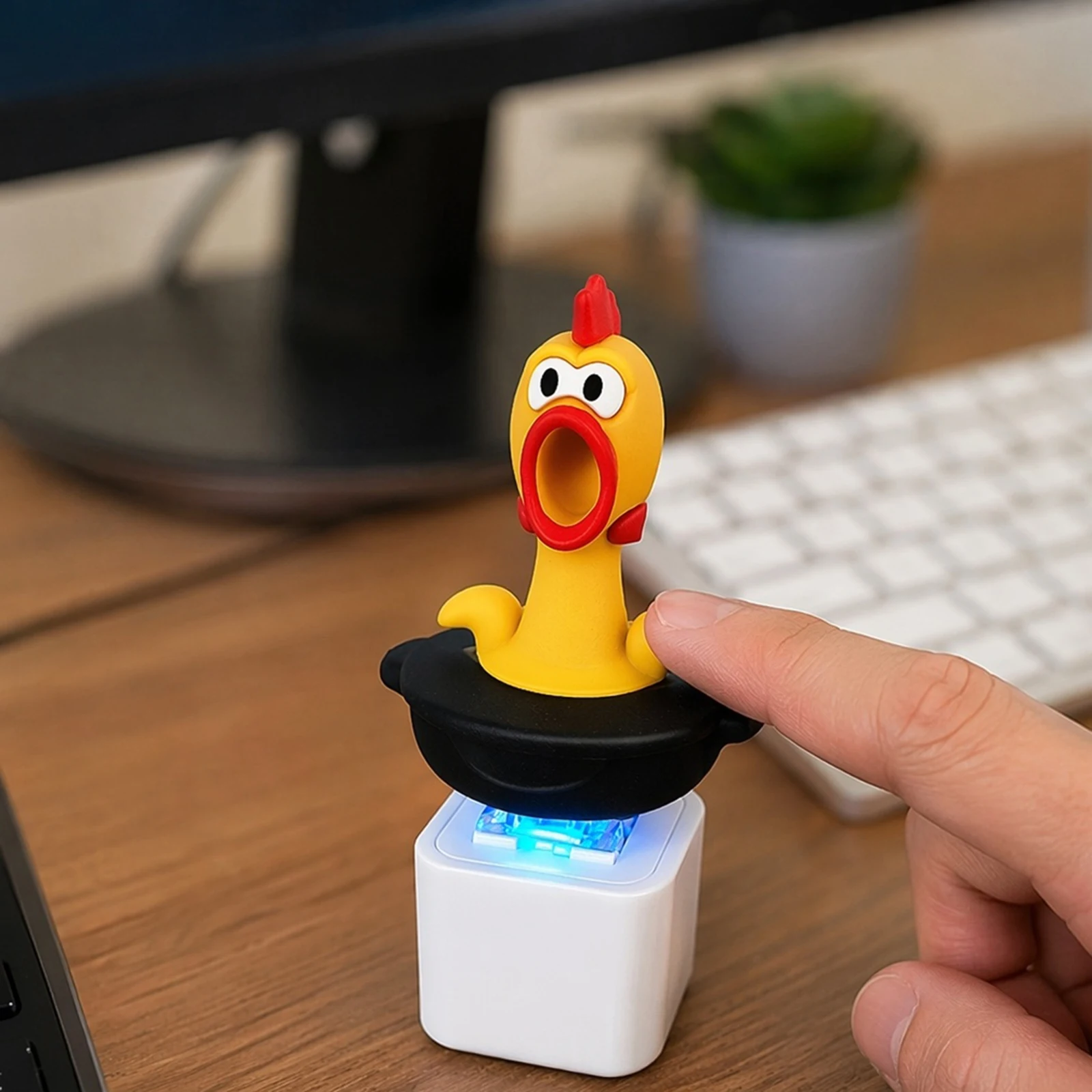 Screaming Chicken Button Keychain with Light Funny Fidget Keyboard Clickers with Sound for Party Favors & Holiday Gifts