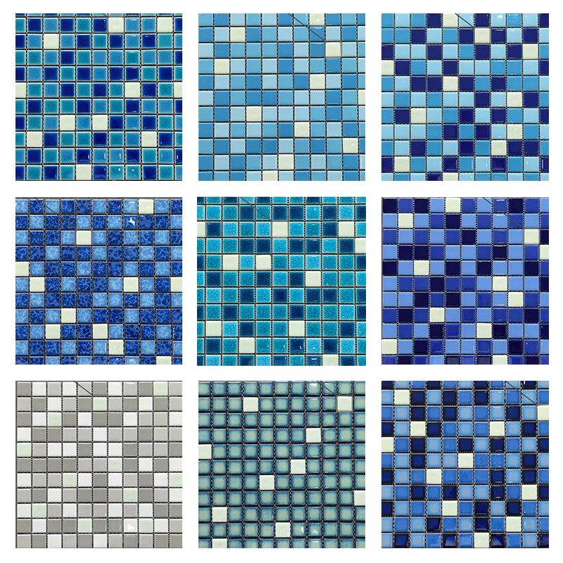 1pc Luminous Pool Mosaic Tiles Fluorescent Ceramic Mosaic Floor Wall Tiles for Swimming Pool Bathroom Porcelain Background Decor