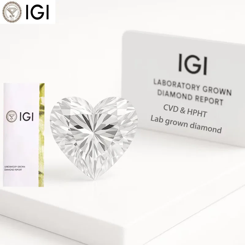 

Lab Created Diamond Heart Cut 0.5-3ct Lab Created Diamond, Brilliant Cut Heart Shape IGI Certified Loose Diamonds