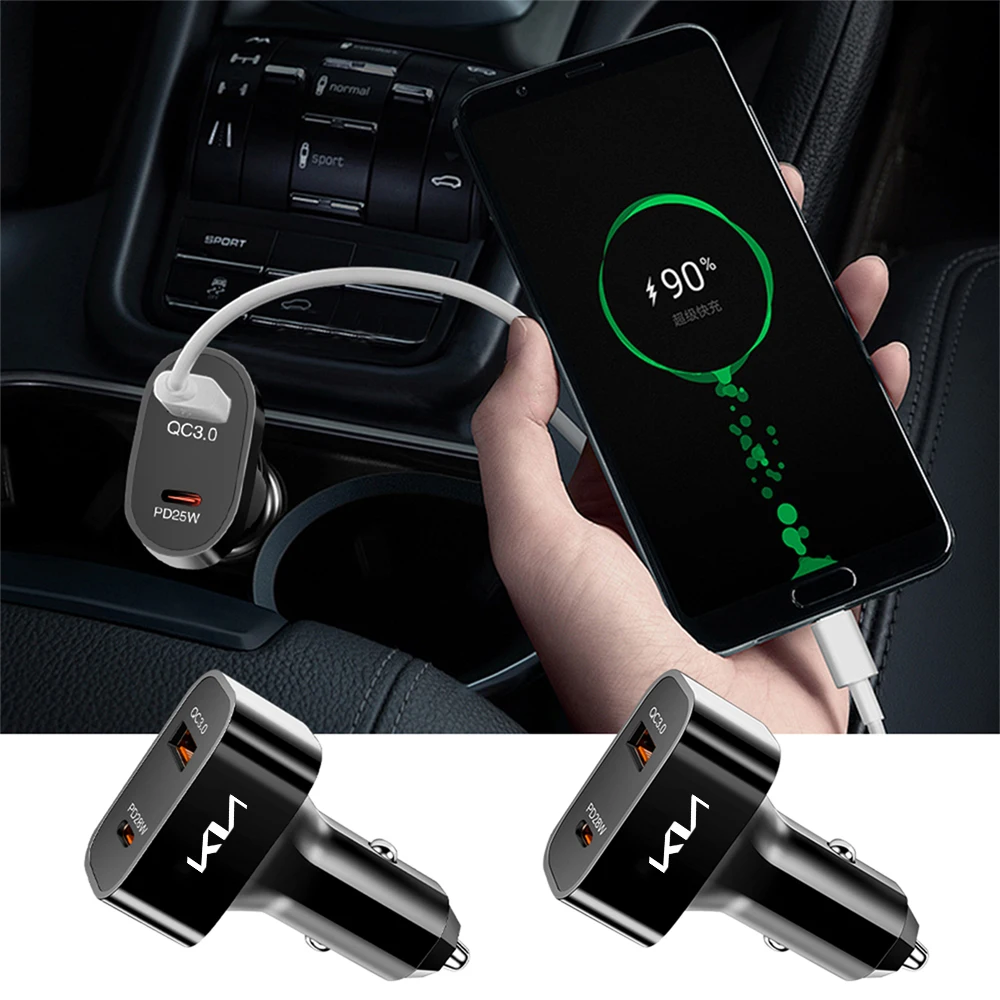 Автомобильное зарядное устройство PD 25W QC3.0 Dual USB Power Adapter Зарядное устройство для телефона KIA Rio Soul Seltos Forte K5 K3 Niro Sorento Stinger Sportage
