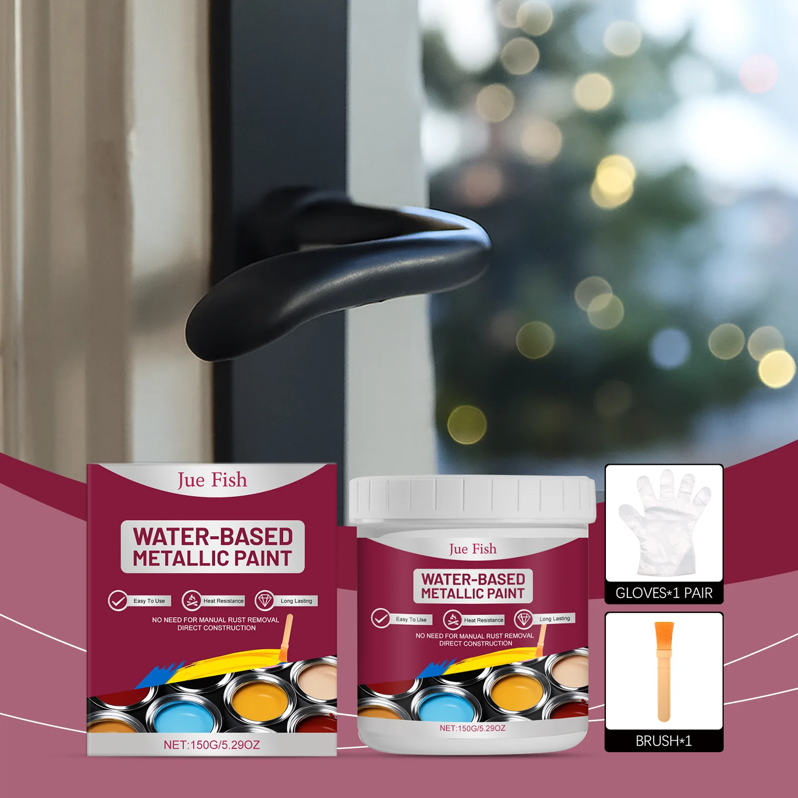 

Black Water-Based Metallic Paint Automotive Ironwork Universal Anticorrosion Coating Forming SelfMixed Brush Set Anti-Rust Paint