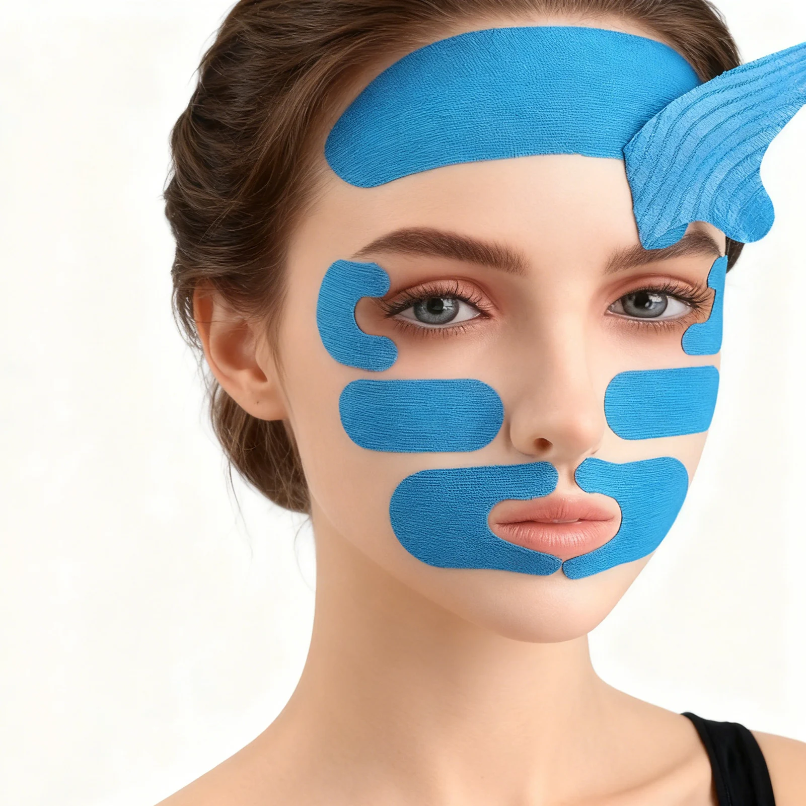 1枚入りキネシオロジーテープ 顔用 Vライン 首 目元リフト しわ除去ステッカーテープ フェイシャルスキンケアツール 弾性包帯