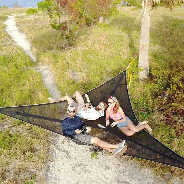 MultiPerson Triangle Hammock Portable Large Family Hammock 2.84M Outdoor Camping Aerial Hammock 150200KG Loadbearing Nylon