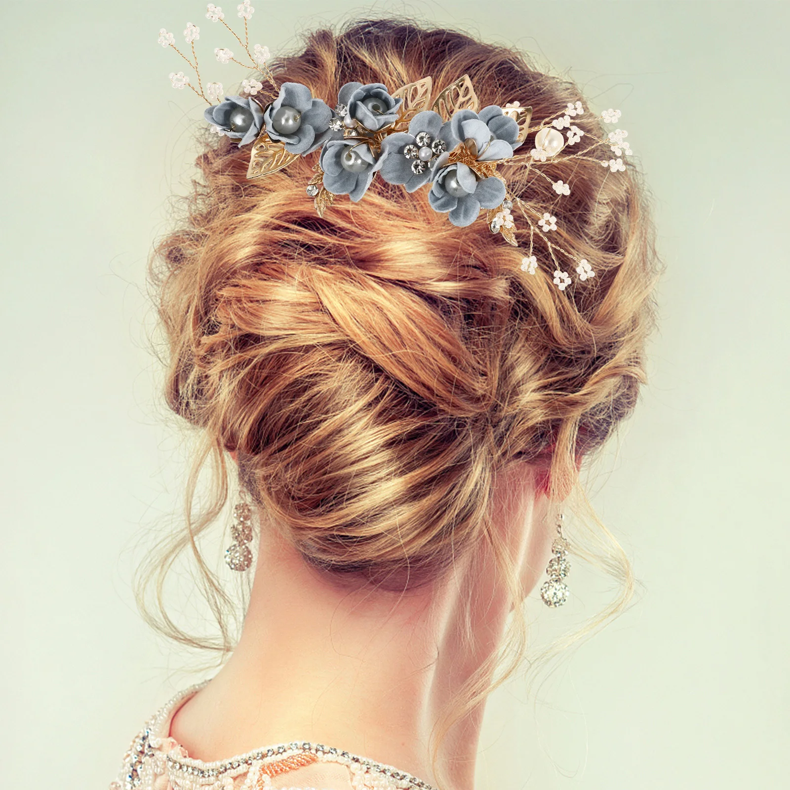 

4Pcs Wedding Handmade Hair Comb Set Bridal Alloy Pearls Rhinestone Floral Headpiece Suitable for Bride Bridesmaid