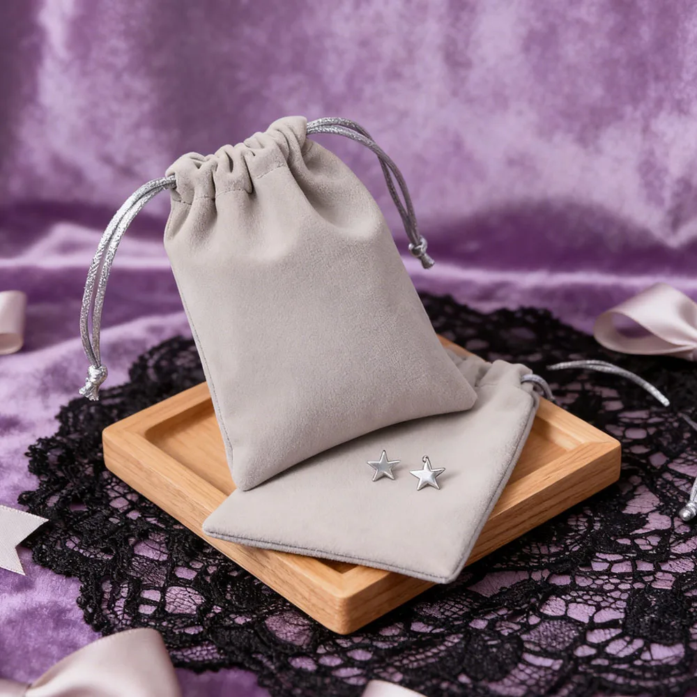 

5Pcs Jewellery Products Wedding Favors For Thick Velvet Drawstring Jewelry Ring Necklace Organizer Storage Packaging Pouch