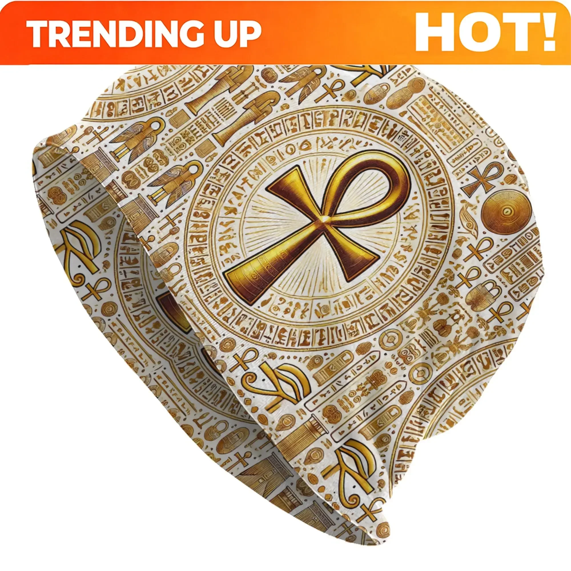 Custom Men's Egyptian Anubis & Horus Pharaoh Tutankhamun Beanie Hat - Ancient Egypt Themed with Symbol, Hieroglyphics