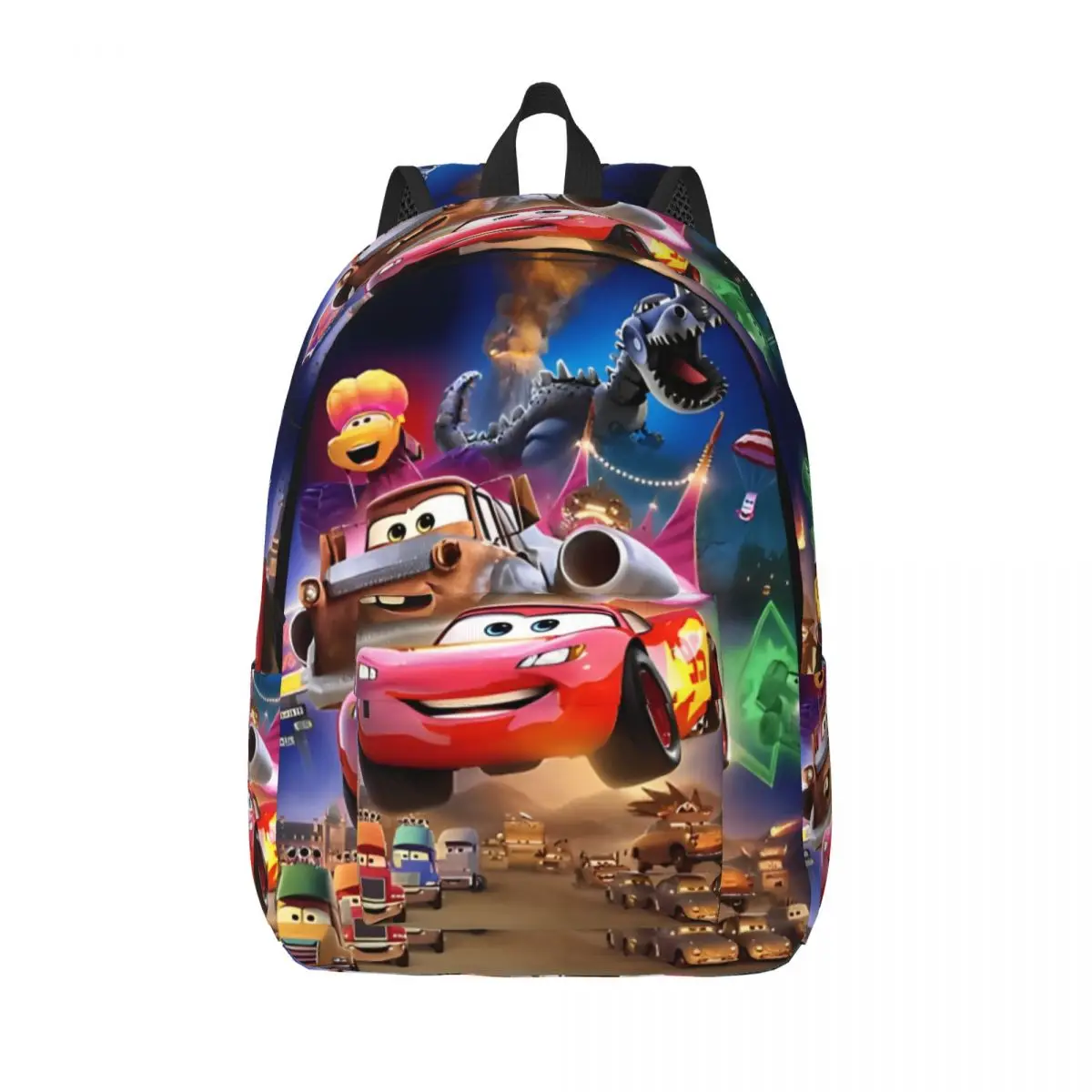 On The Road Lightning McQueen Fashion Backpack Outdoor High School Hiking Travel Daypack for Men Women Laptop Canvas Bags