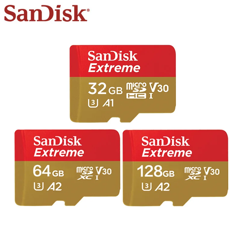 Sandisk Micro Sd Kaart Extreme A2 V30 U3 Sdxc Flash 32Gb 64Gb 128Gb 256Gb 512Gb 1Tb Microsd 4K 190 Mb/s Tf Kaart Voor Telefoon Laptop