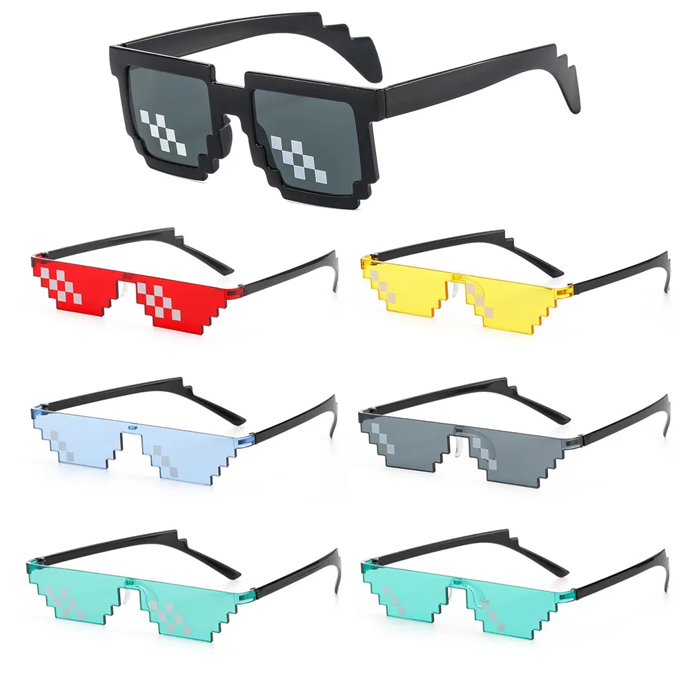 Gafas de sol de mosaico de píxeles para hombres y mujeres, divertidas gafas de moda Retro, Unisex, cumpleaños/Fiesta, Cosplay, Robot de jugador,