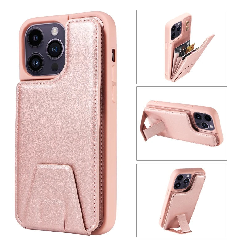 Luxury Bracket Anti Drop Card Insertion Phone Case Cover For iPhone 15 Pro Max 15 Plus 14 13 12 11 Pro