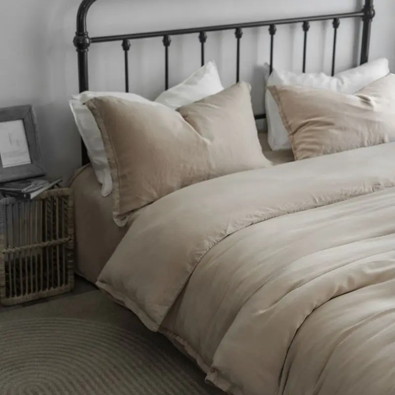 80s Tencel Bedding Set Plain Binding Double Bed Sheet Duvet Cover Pillowcase Set Full King Size Comforter Bedding Sets 180*200cm