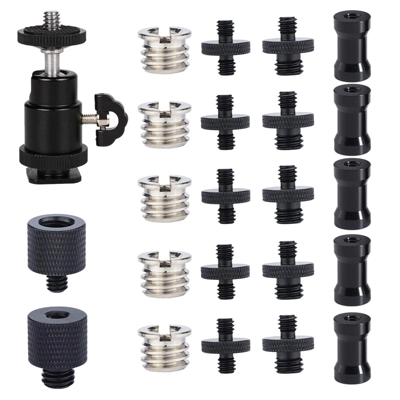 23Pcs Thread Adapter 3/8 Inch To 1/4 Inch And 1/4 Inch To 3/8 Inch Screw, For Aluminum Alloy Tripod Adapter