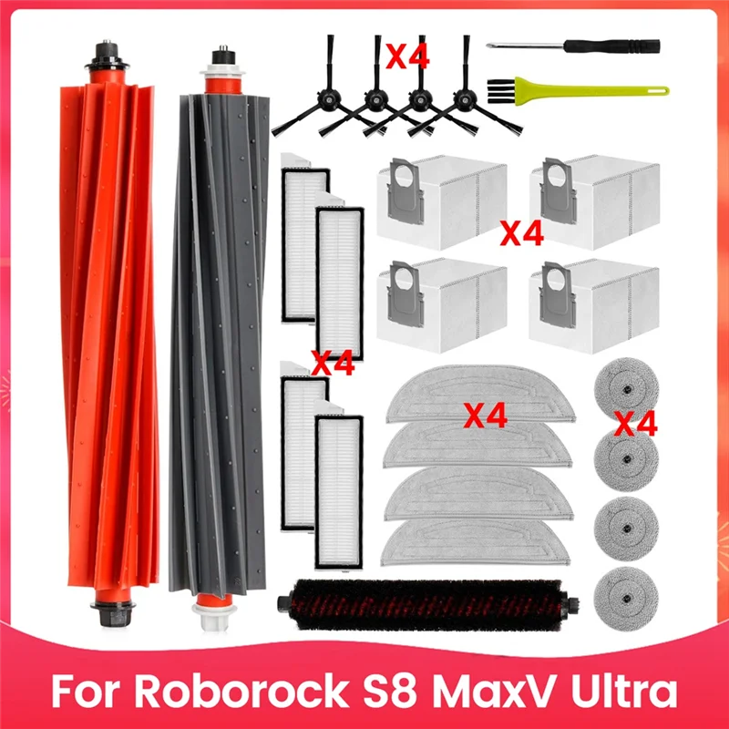ABJY-Voor Roborock S8 Maxv Ultra Robot Stofzuiger Belangrijkste Zijborstels Hepa Filters Mop Doek Stofzakken Vervangende Onderdelen