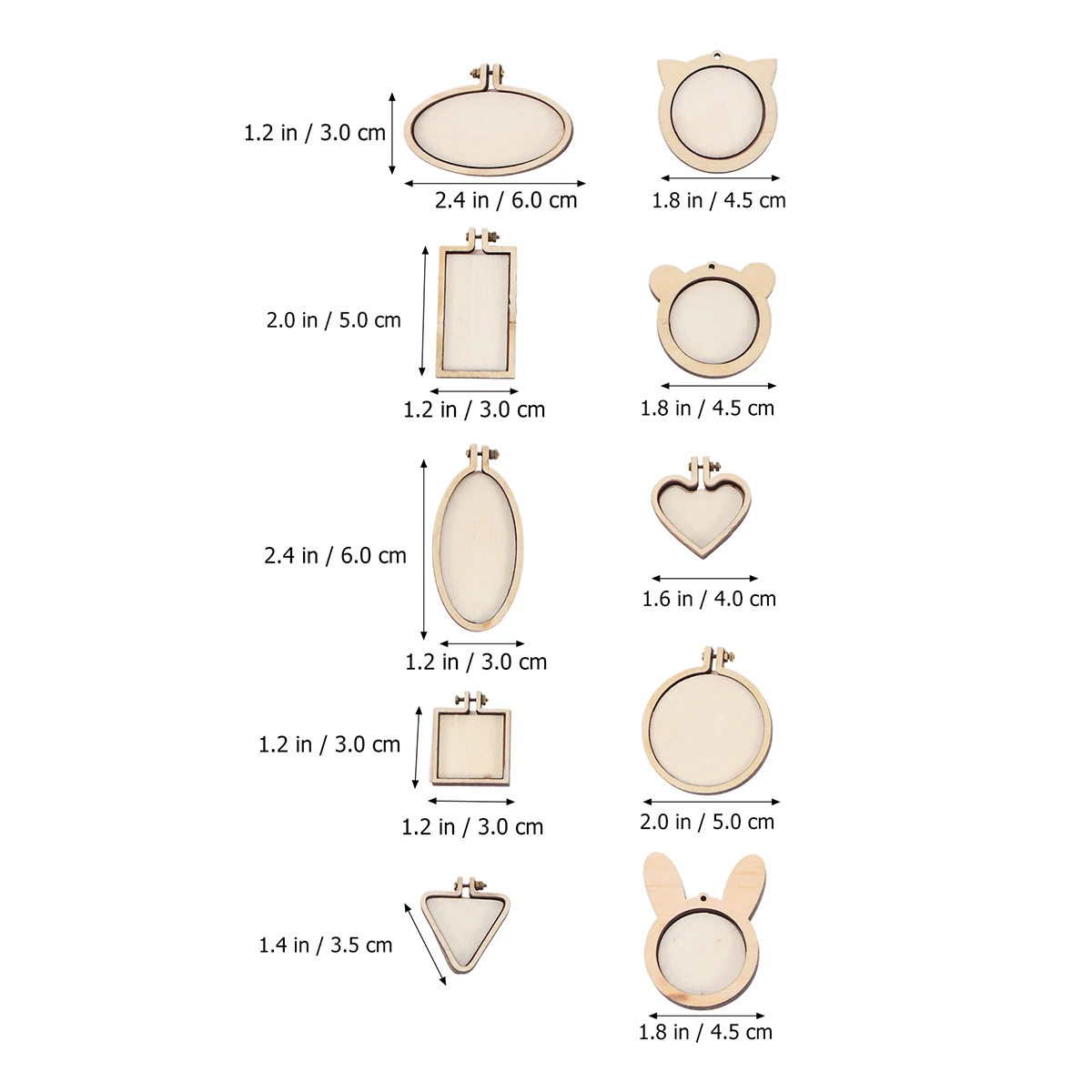 

12 pcs Wooden Embroidery Hoops Set Mini Cross Stitch Fixing Frames Eco-Friendly Smooth Durable Craft Diy Sewing Hanging