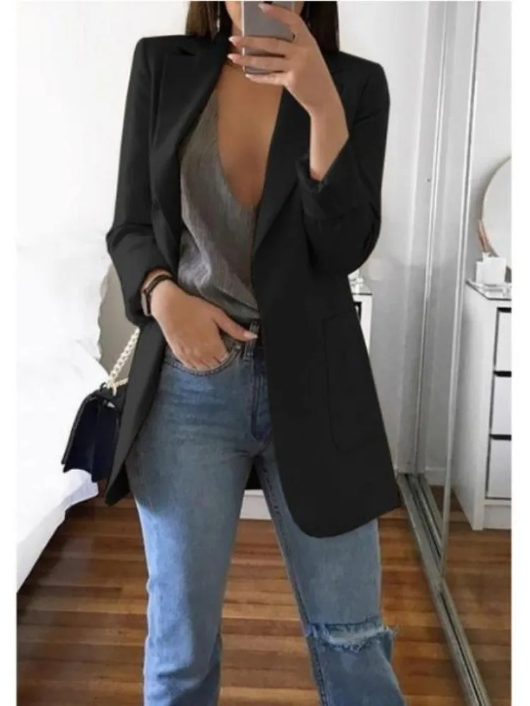 Women\'s Blazers Elegant Suit Jacket Autumn Winter Overcoat Solid Lapel Jacket Fashion Outer Wear Korean Reviews Many Coat