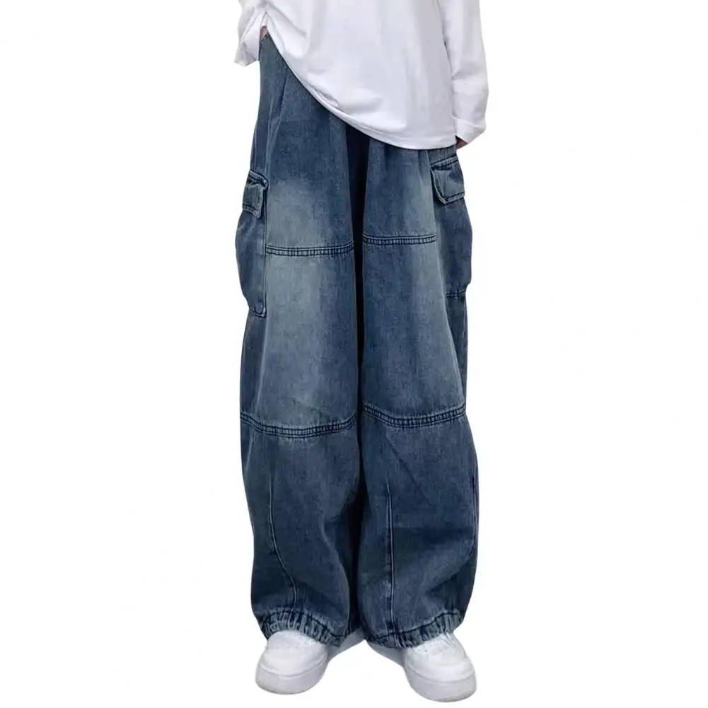 Men's Wide Leg Denim Overalls, Baggy Jeans, Retro Streetwear, Fashion for Outdoor Travel, Korean Style Clothing