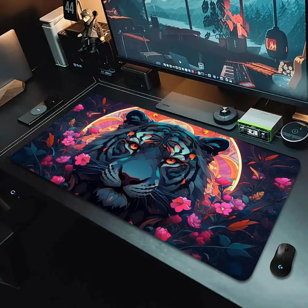 

Fierce tiger printed mouse pad, computer desktop decoration, rubber anti-slip, washable, high-quality carpet