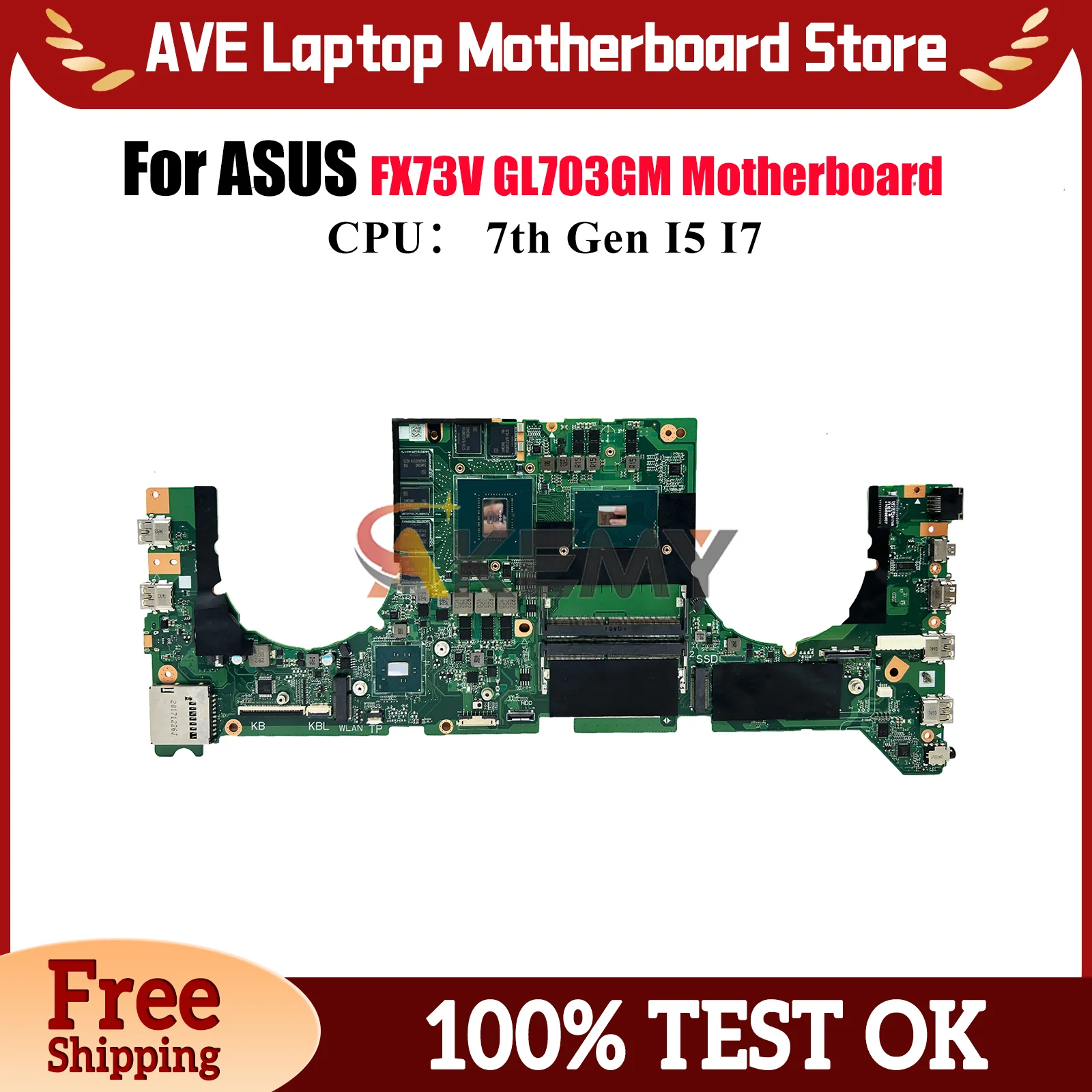 

GL703VM Laptop Motherboard For ASUS ROG Strix GL703V GL703GM FX73V Notebook Mainboard With I5 I7 CPU 100% tests OK fast shipping