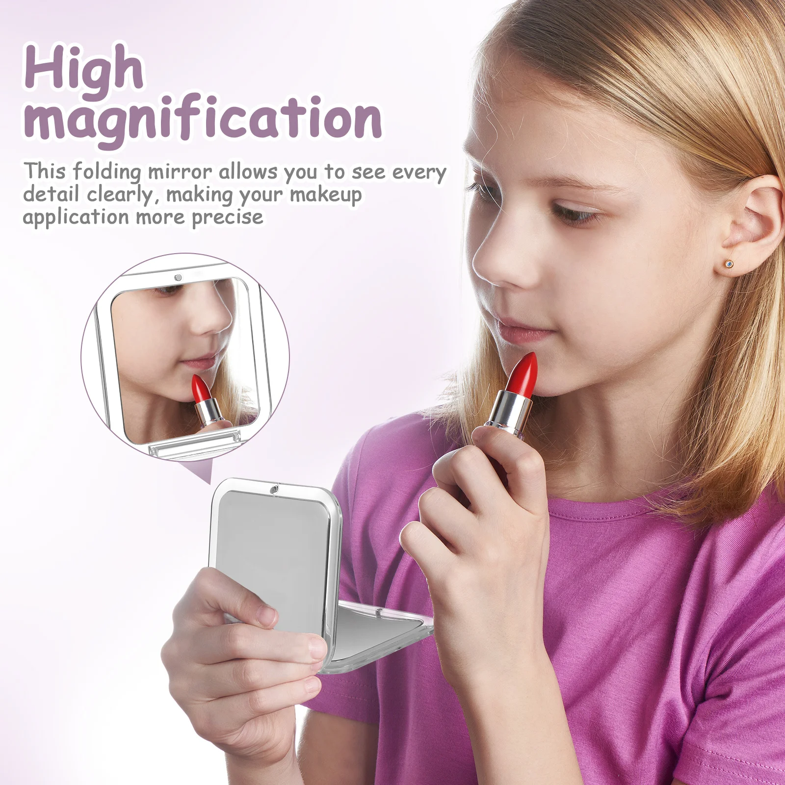 Compact Square Pocket Mirror Small Travel Makeup Mirror 15x Magnification Foldable Design Sleek Stylish Portable Handheld