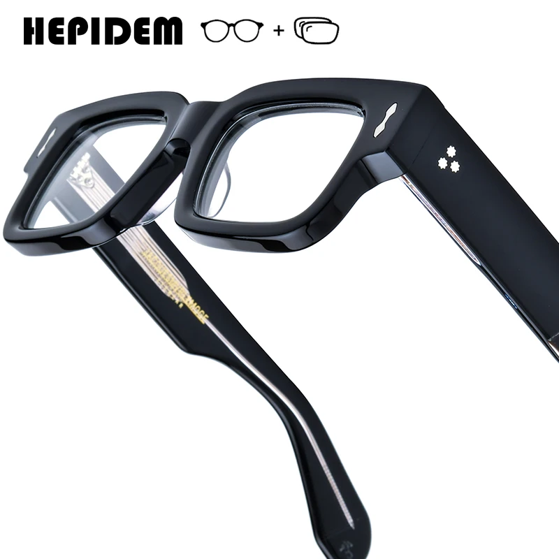 

HEPIDEM Progressive Prescription Glasses Anti Blue Myopia Optical Lens Eyewear Men Acetate Square Eyeglasses Jmm ASCA