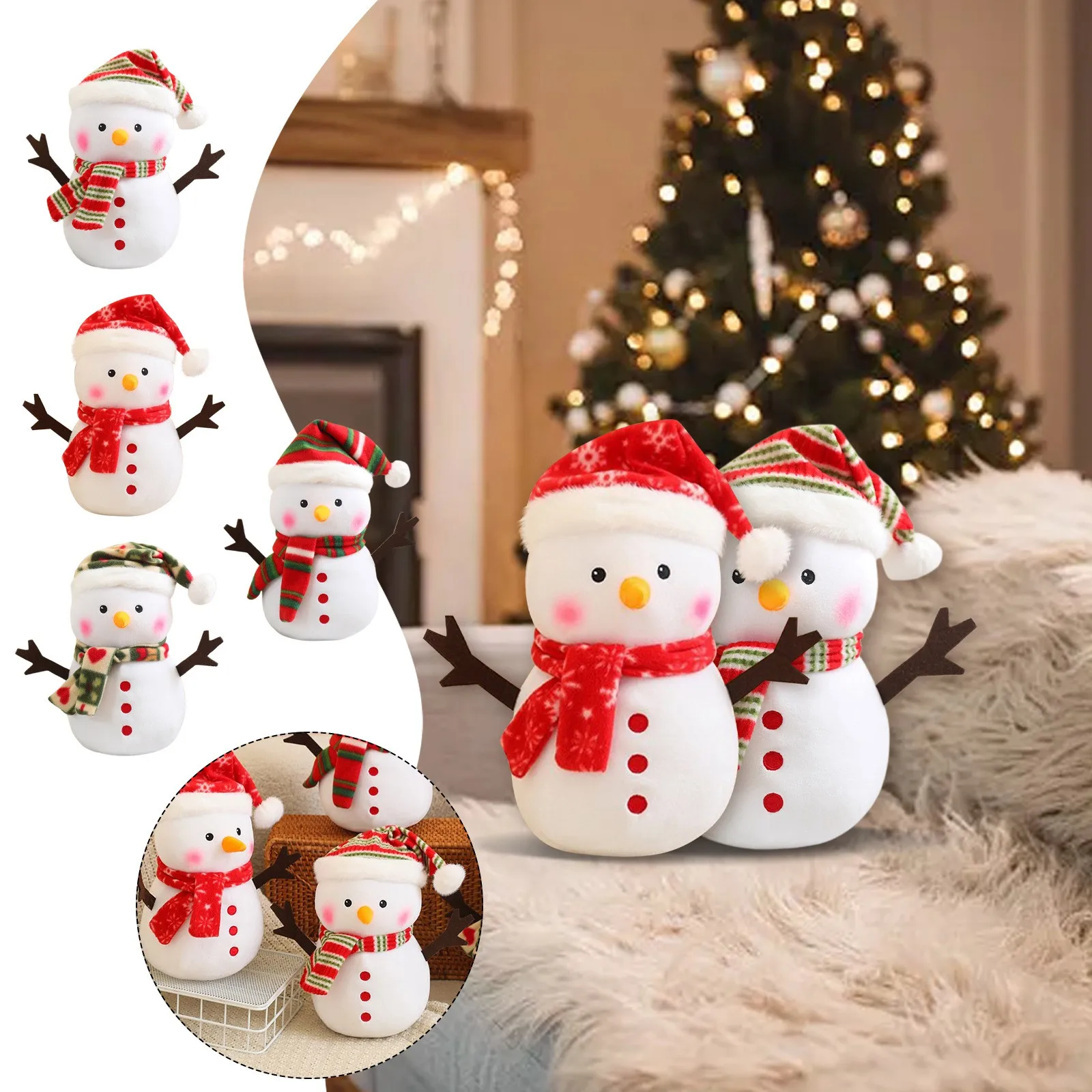 

Xmas Santa Elk Snowman Plush Toy Doll Cute Cartoon Snowball Doll Holiday Display Christmas Gift Decorations For Kids New Year