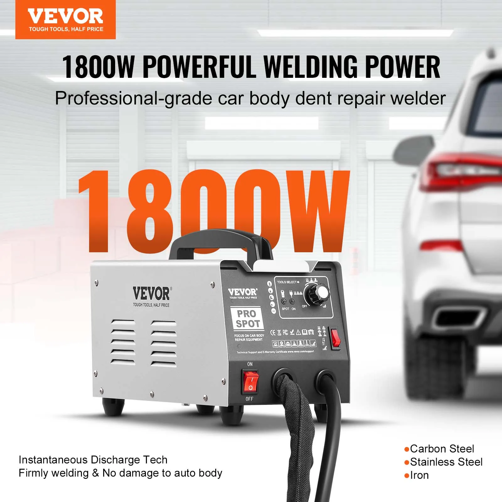 VEVOR Saldatore a Punti, Kit di Riparazione Ammaccature con Saldatore per Prigionieri 1,8 KW, con Saldatura a Punti Potenza Regolabile e 7 Modalità, Estrattore per Ammaccature,  per Auto Camion