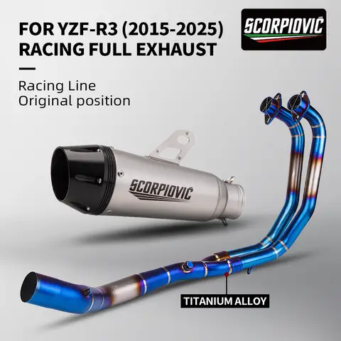 Suitable for R3 YZF-R3 titanium alloy modified exhaust front manifold slide on 51mm R35 escape full exhaust system 2015-2025