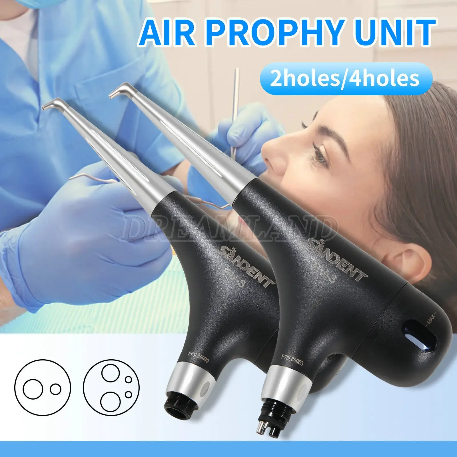 Dental 2/4 Holes Hygiene Air Flow Teeth Polishing Polisher Handpiece Prophy Jet Black Color