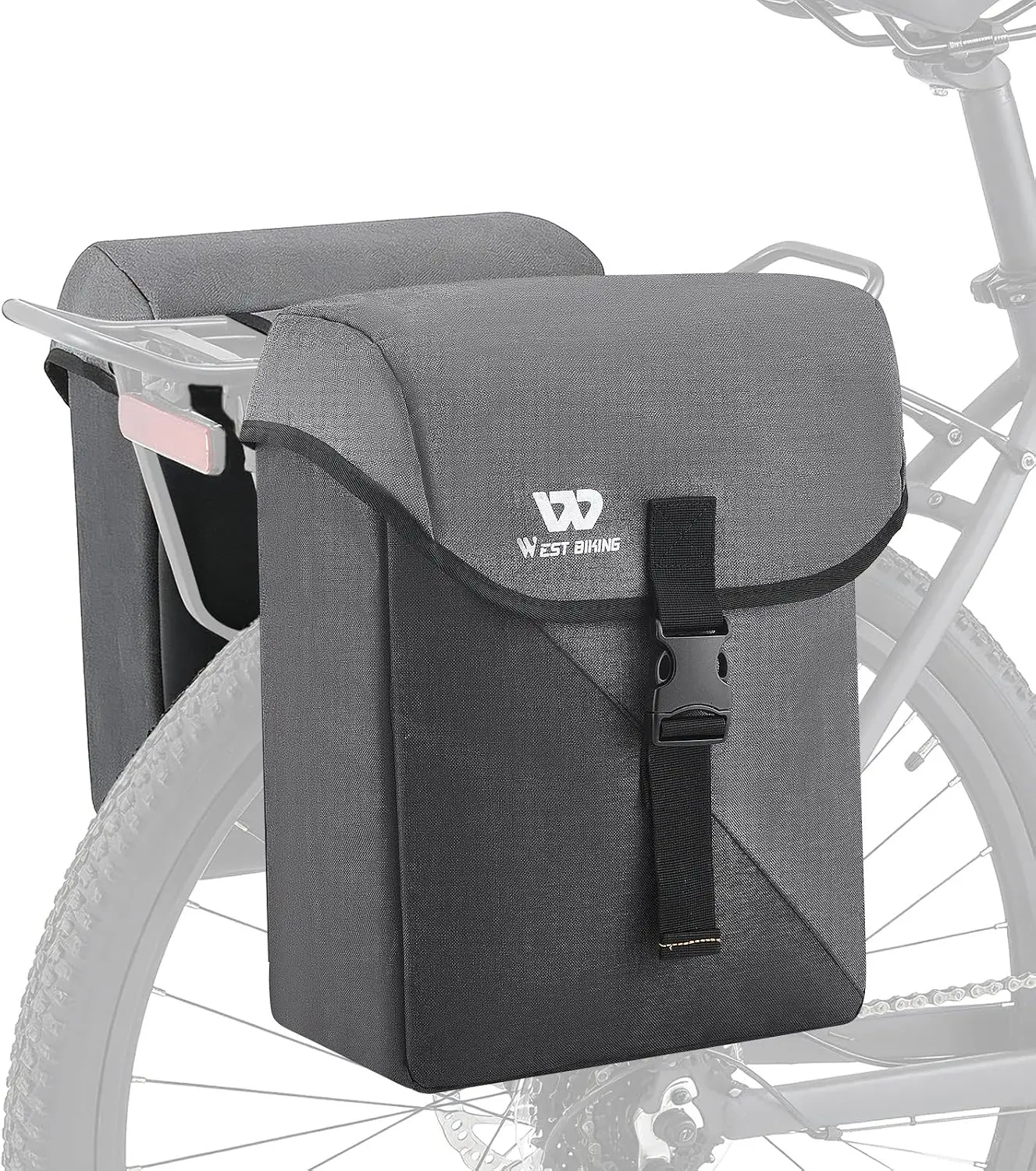 Fahrradtaschen, 35L wasserdichte Fahrradtaschen für den Gepäckträger, erweiterbare doppelte Fahrrad-Gepäckträgertasche mit reflektierenden Streifen, E-Bike-Gepäckträgertasche für Pendler- und