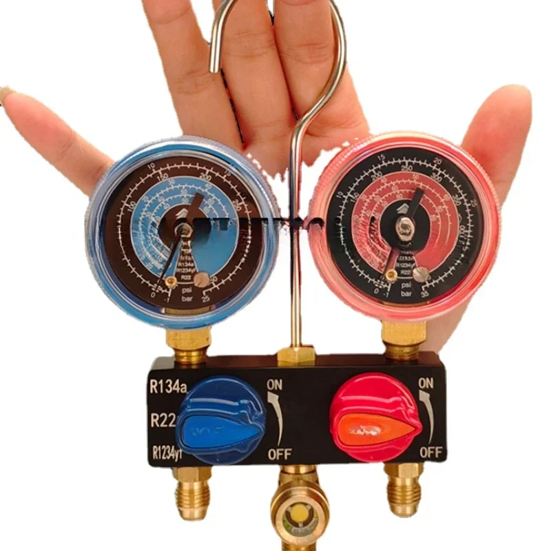 

R134a/R22/R410a Automobile Air Conditioner Mini Refrigerant Fluoride Meter Snow Pressure Gauge Dual-meter Valve Group