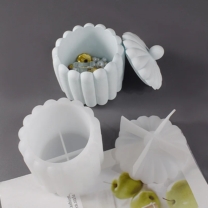 

New Mould Large Striped Storage Box Silcone Mold DIY Plaster & Cement 3D Flower Pot Ornament Resin Decorative Drip Casting Molds