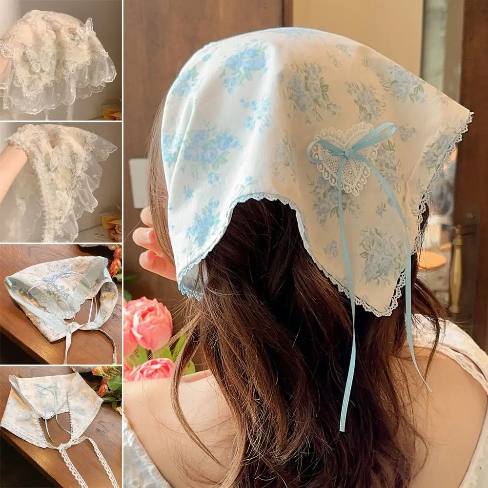 Multicolor Lace Butterfly Headband Floral Patern French Pastoral Style Bowknot Hair Scarf Hair Accessories Photo Props Hair Band