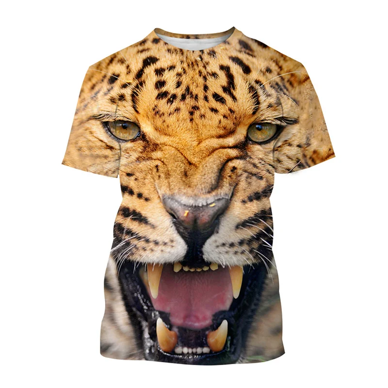 Animal Leopard 3D Print T-Shirts Men Women Casual Fashion Streetwear Oversized Short Sleeve T Shirt Kids Tees Tops Man Clothing