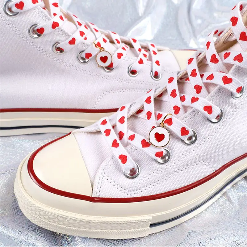 New Flat Love Heart Shoelaces for Women's Men's Sneakers Suitable for AJ/AF1 High Canvas Shoe Laces Sport Shoelace for Shoes