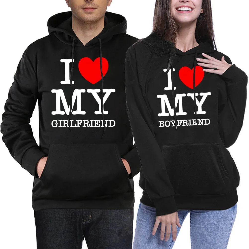 

Couple Matching I Love My Girlfriend Hoodie I Love My Boyfriend Hooded Women Men Long Sleeve Harajuku Fashion Honeymoon Hoodie