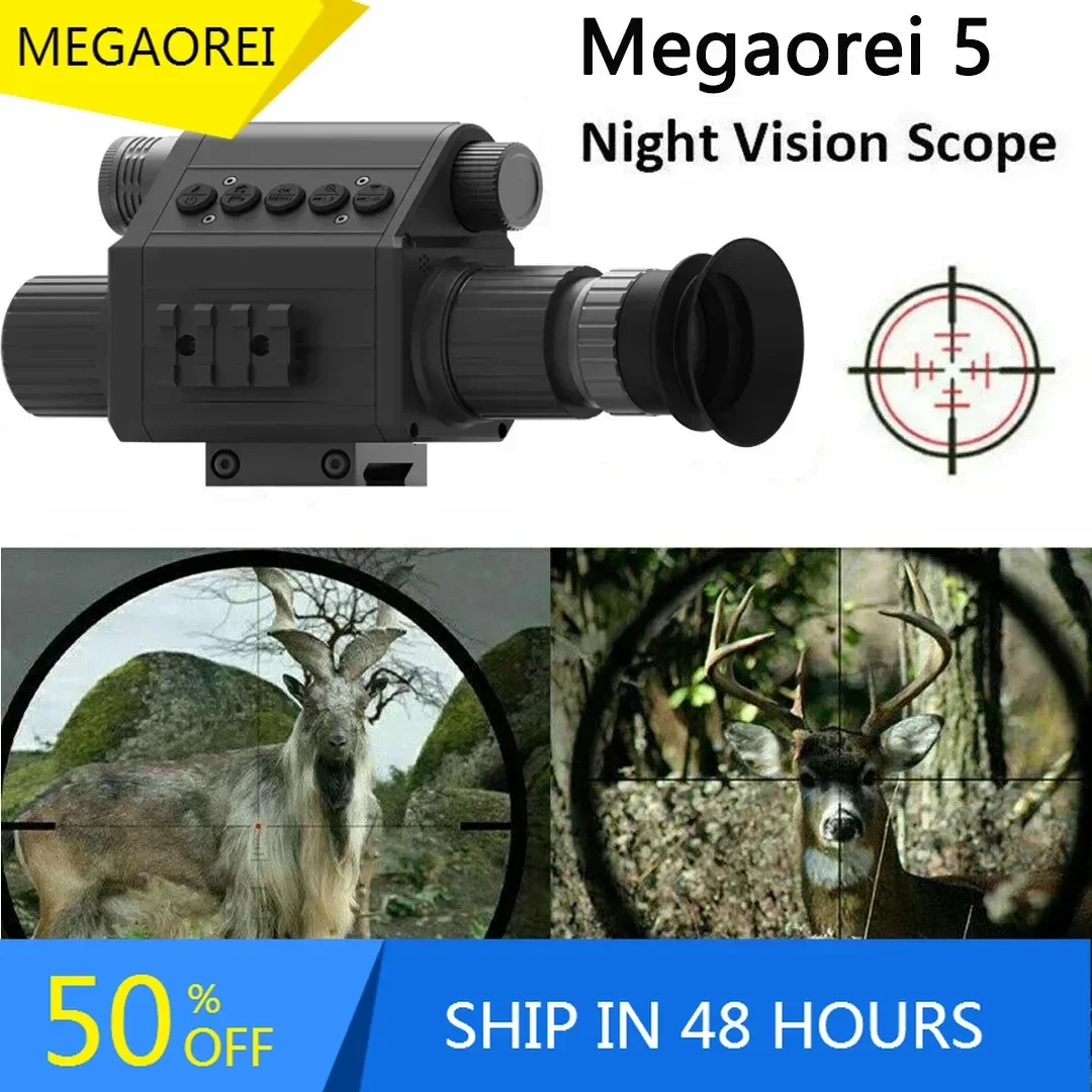 

2025Megaorei-Night Vision Hunting Camera, Portable Camcorder, Rear Scope, Add on Attachment, Built-in 850nm, 940nm, IR, 1080p HD