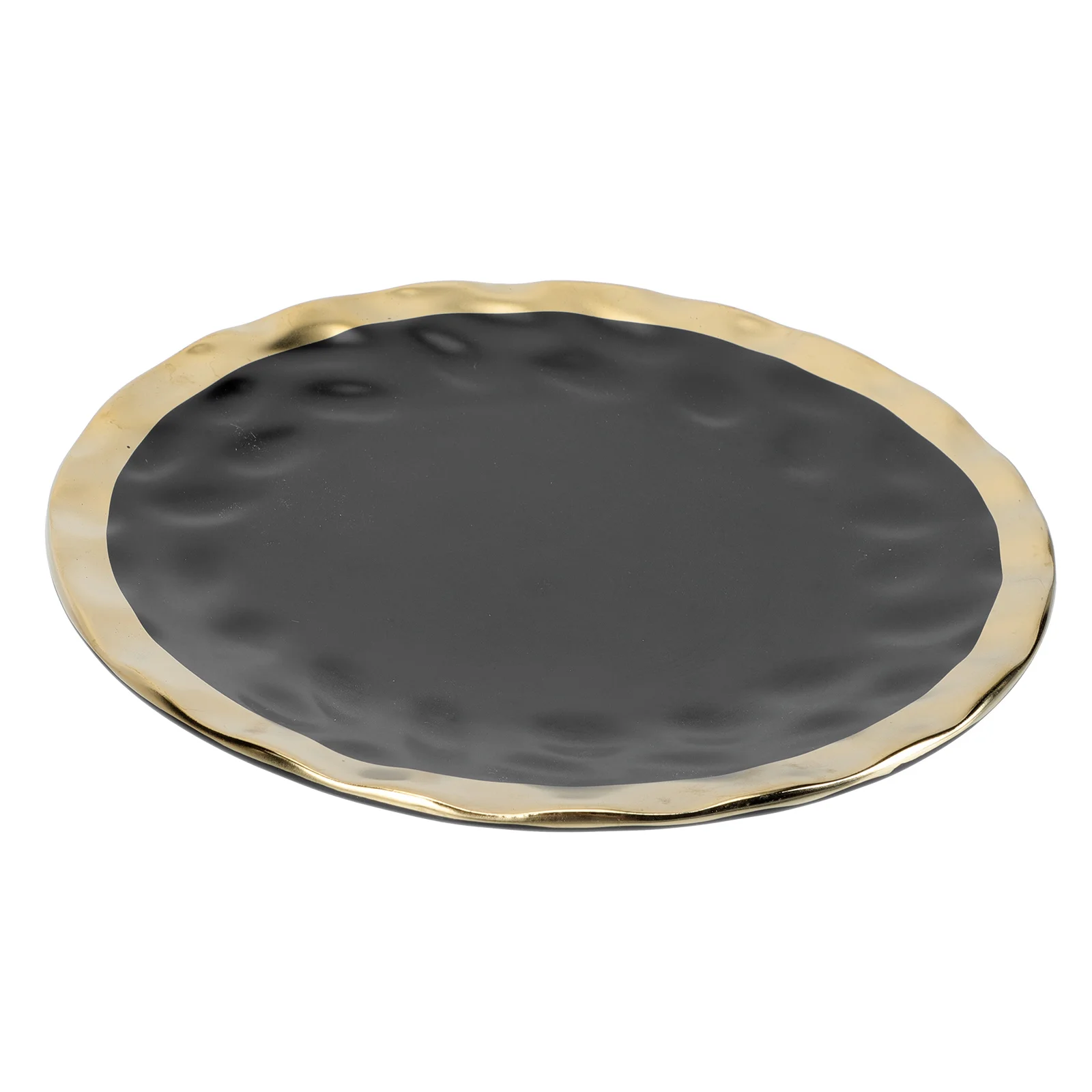 

1Pcs Gold Rim Ceramic Steak Plate Elegant European Style Food Snack Tray Dessert Salad Dish Home Restaurant Tableware