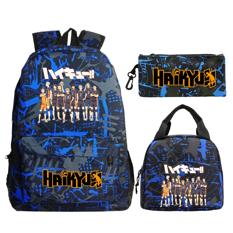 

Волейбольный рюкзак в стиле манга Haikyuu, легкий школьный рюкзак для девочек и мальчиков, студенческий дорожный рюкзак, сумка для ноутбука, 3 шт./компл.