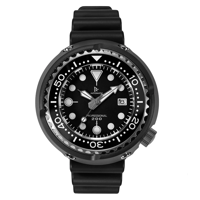 Imagem -05 - Retangula-titanium Tuna Diver Ver For Homem Nh35 Movement Relógios Mecânicos Automáticos Sapphire 200m Waterproof Date Pvd Revestido Data