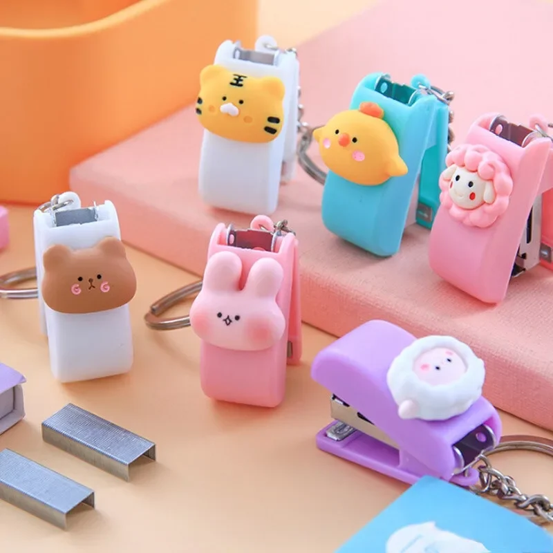 1PC Cartoon Cute Mini Stapler Portable No.10 Staples Paper Binding Machine Stationery Office School File Organizer Supplies Tool