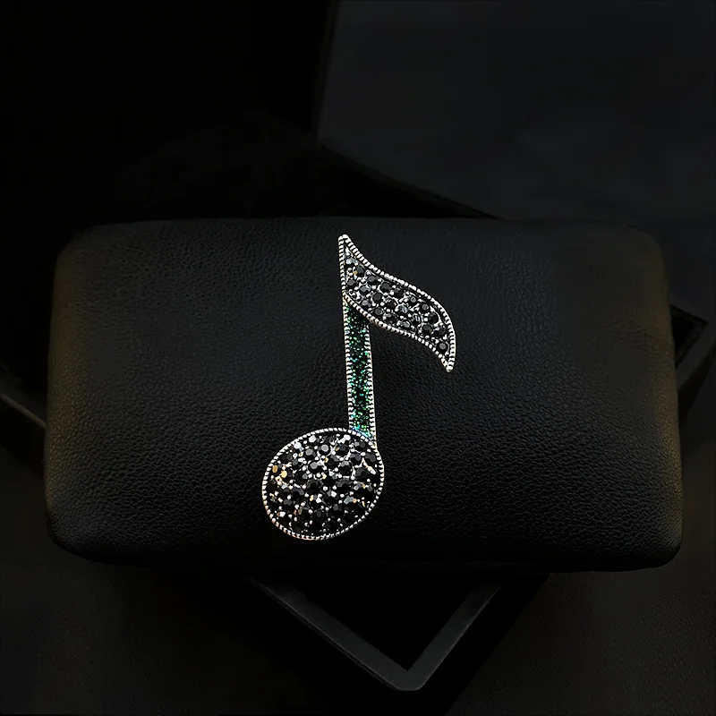 

1238 Luxury Retro Musical Note Brooch for Men Women Suit Corsage Rhinestone Jewelry Dress Accessories Banquet Wedding Pins Gifts