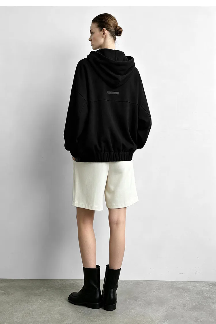 Amii Hooded Pullover Sweatshirt Drawstring Drop Shoulder Loose Fit Slimming Casual 2026 Winter Women's Clothes 12624037