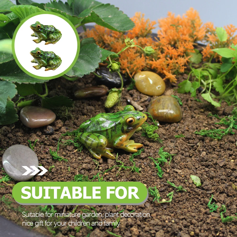 

2pcs Resin Frog Ornament Miniature Garden Decor Micro Landscape Statue Home Adornment Outdoor Decoration Animal Courtyard