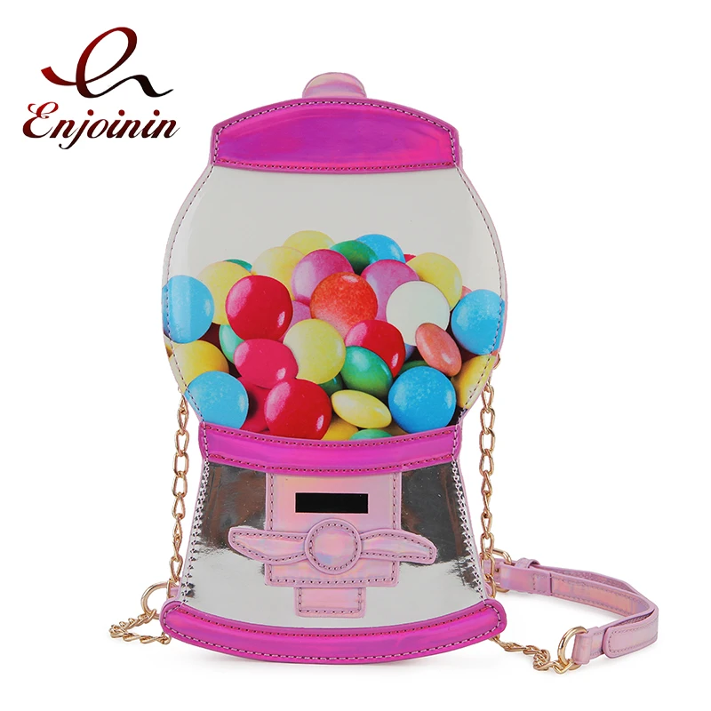 Kawaii Gumball Machine Shaped Purses and Handbags for Women Novelty Crossbody Bag Cute Cartoon Girls\' Chain Shoulder Bag Clutch